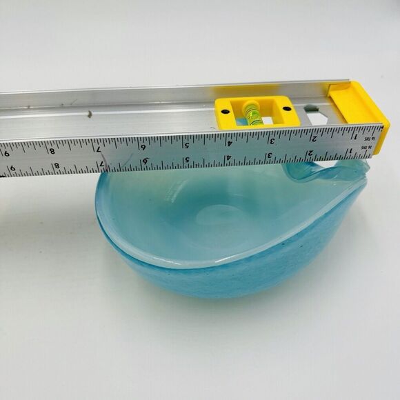 MCM Murano Art Glass Barbini Aqua Blue Bowl Italy Hand Blown - Picture 10 of 15